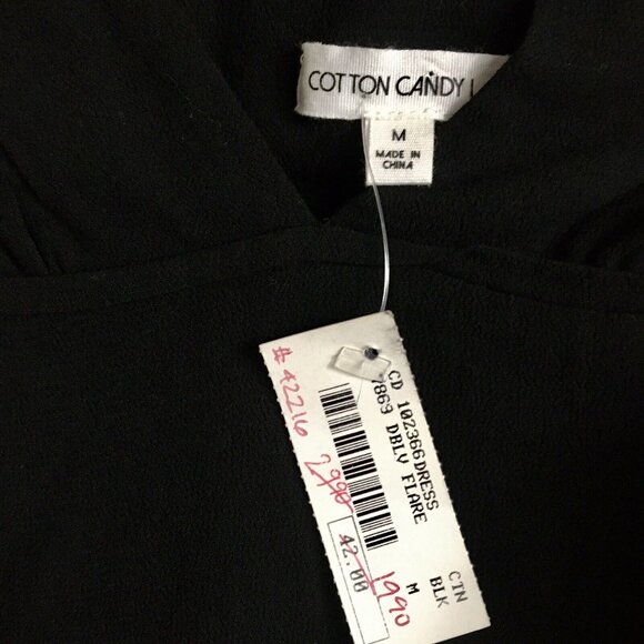 Cotton Candy LA Twirl Black Plunge Mini Flare Dress‎ Size M - Picture 4 of 8